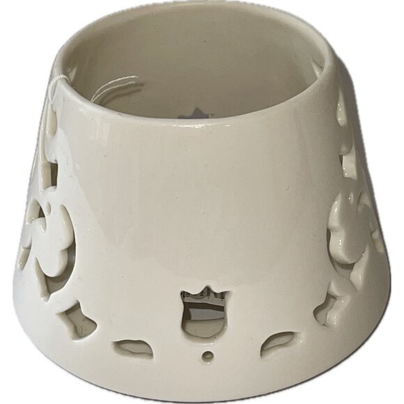 Home Interiors Ceramic Jar Candle Shade Ivory Lattice Cutout - Picture 2 of 4